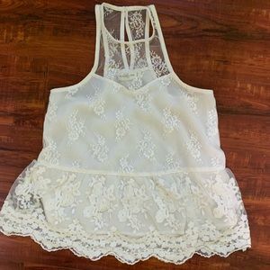 White Abercrombie & Fitch lace tank top